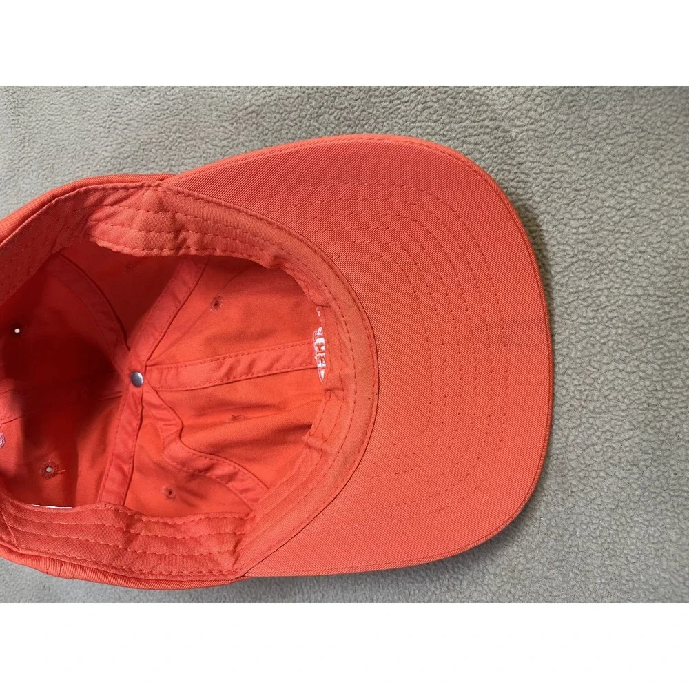 The North Face Coral Orange Cotton Twill Embroidered Logo Strapback Hat Cap